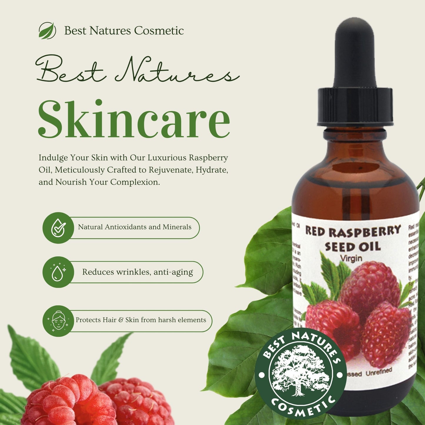 Red Raspberry Seed Oil (Organic, cold pressed, unrefined)