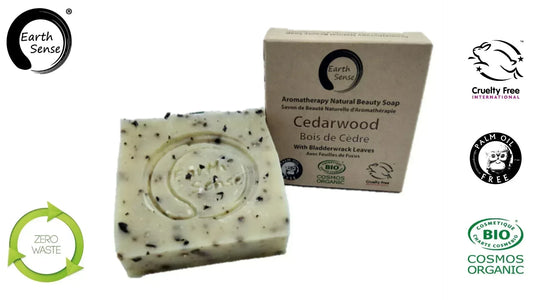 Organic Certified Solid Soap - Cedarwood with Bladderwrack 90g - EcoGlow Essence
