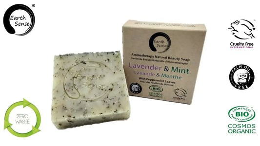 Organic Certified Solid Soap - Lavender & Mint with Shredded Mint - EcoGlow Essence