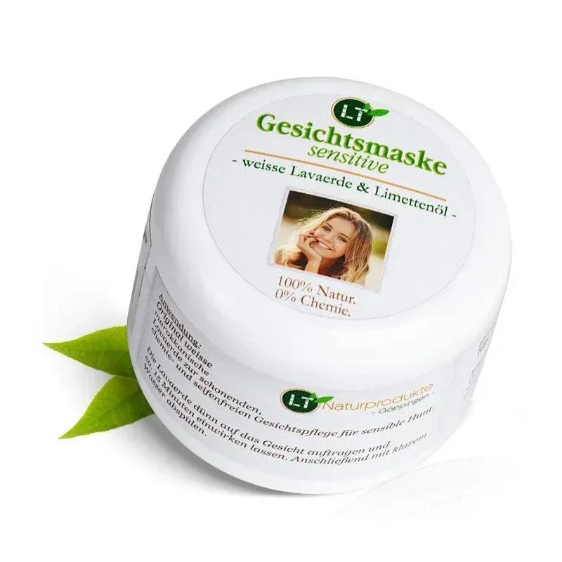 Organic Face Mask SENSITIVE | made of white lava clay / kaolin | Lime - EcoGlow Essence