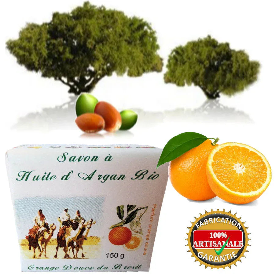 Organic Argan oil soap sweet orange Brazil 150 g - EcoGlow Essence